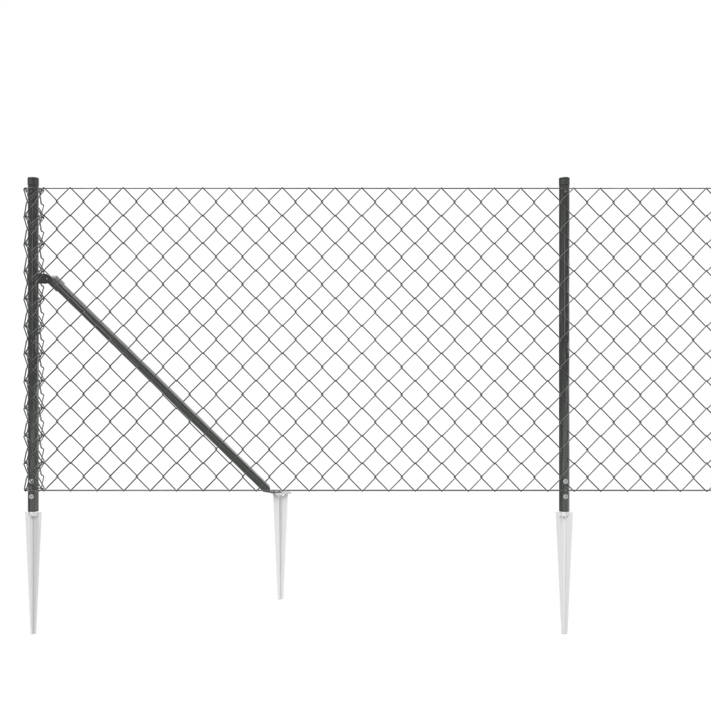 Recinzione a Rete con Picchetti Ancoraggio Antracite 1,1x25 m 153978