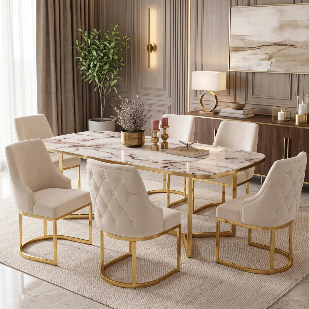 SEDIA da pranzo set 4 pezzi 59x55x89 cm velluto Beige e Oro