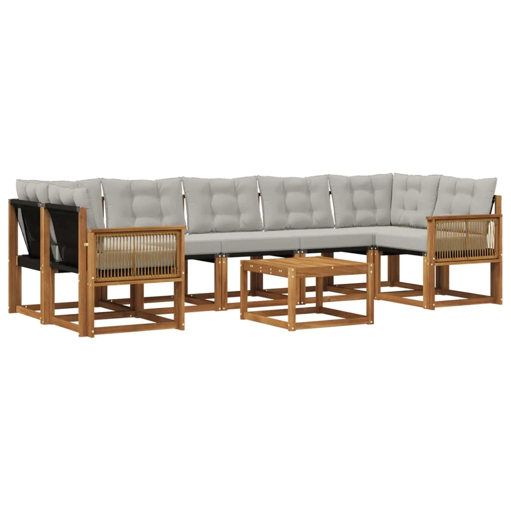 Set di divani da esterno 8 pcs Naturale e Grigio Chiaro 3381843