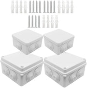Scatola di connessione impermeabile IP65 a compartimento divisore per assemblaggio 85 x 85 x 50 mm 100 x 100 x 70 mm con viti per uso interno ed esterno - Set da 4 pezzi