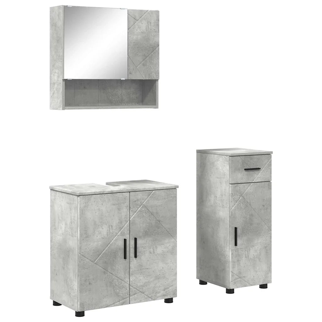 Set di mobili per il bagno con cassetto 3 pcs Grigio cemento 3392956