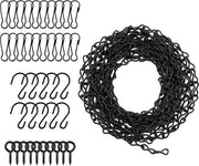 Hanger per piante nero catenelle pendenti 196 pollici catenelle pendenti - foto di apertura catenella con 10 occhielli - 20 clip & 5 occhielli a vite per alimentatori per uccelli - contenitori per piante decorativi ornamenti