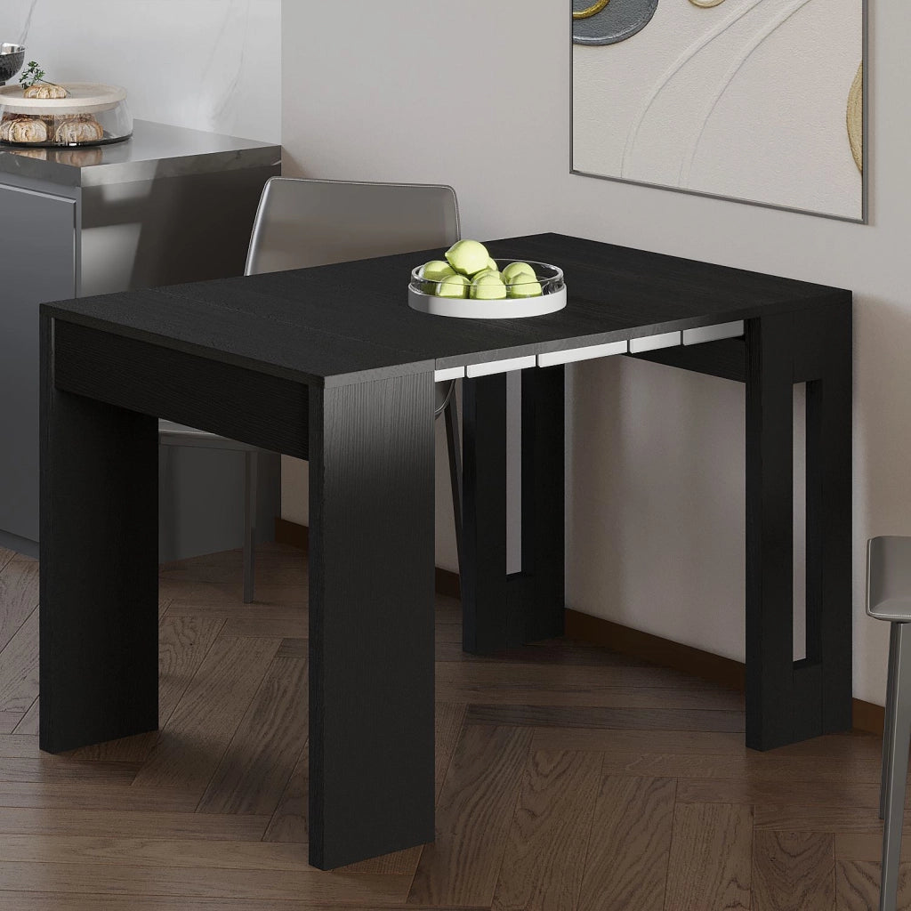 Tavolo da pranzo allungabile in legno "Nivo" - 80 x 44 x 76 cm - Nero