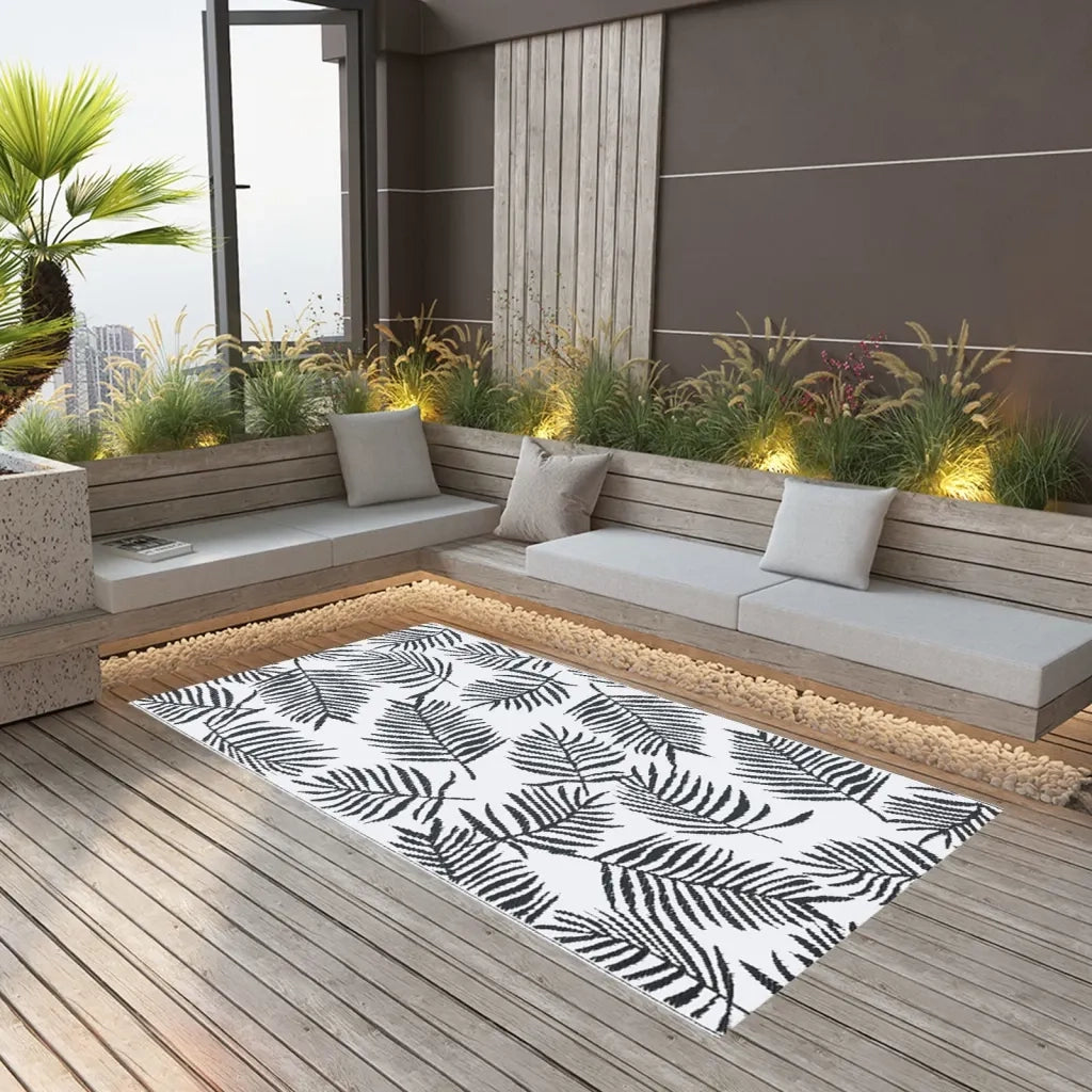 Tappeto da Esterni ARAKIL Bianco e Nero 190x290 cm in PP CFW7862397