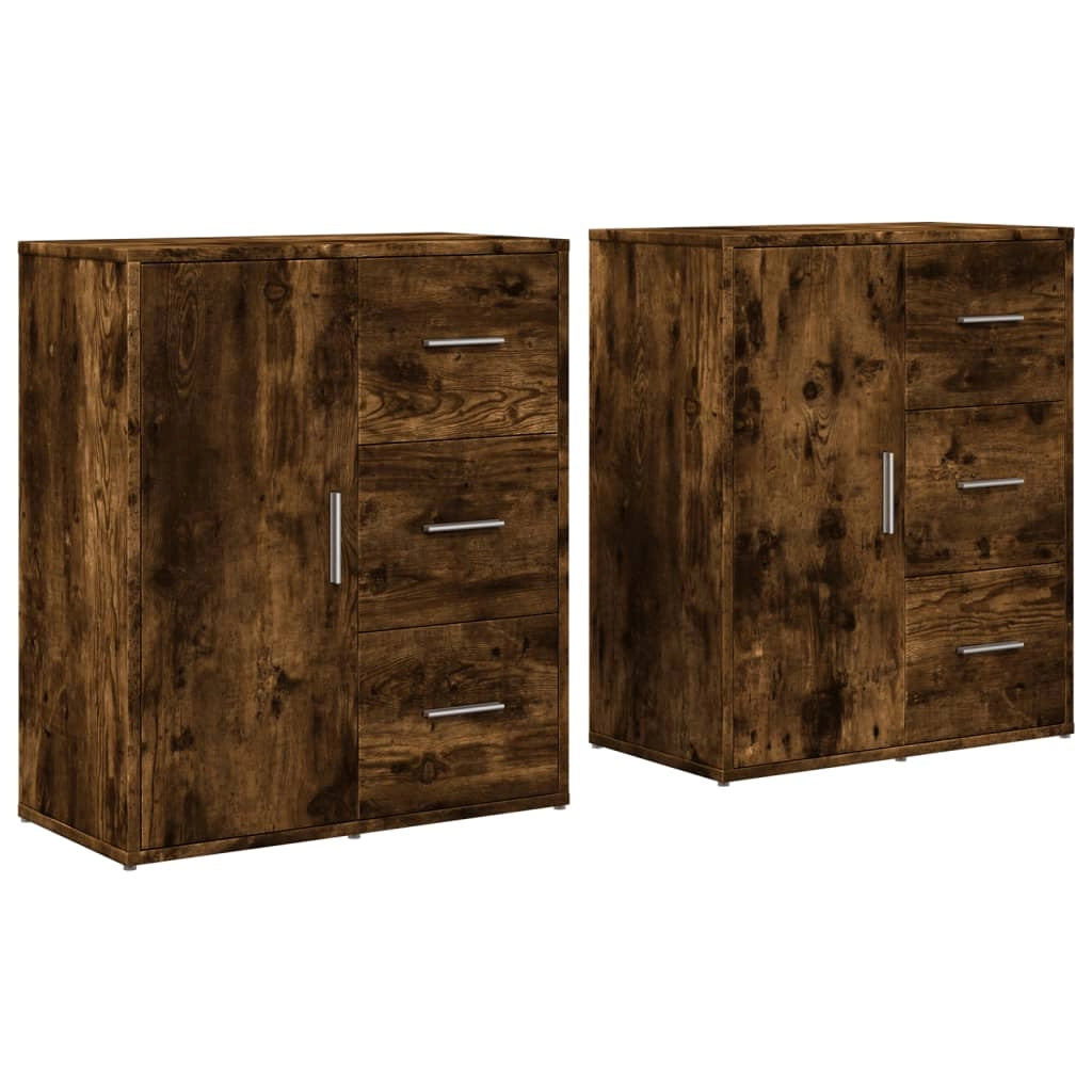 Buffet credenza cassettiera armadio mobile contenitore organizer per cucina soggiorno salotti set da 2 60 x 31 x 70 cm legno ingegnerizzato marrone 02_0036740