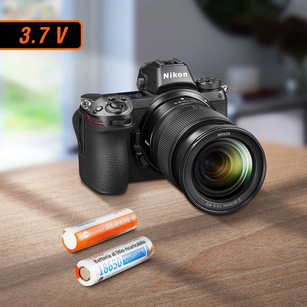 2 Batterie 18650 a Litio 3200mAh 3.7V Ricaricabili Piatte 3200JT Arancione LinQ