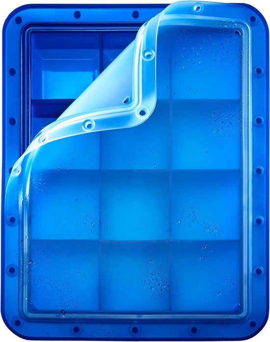Cubo di ghiaccio in forma di cubo 5 cm blu - 12 cubi di ghiaccio - coperchio trasparente