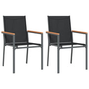 Sedie da Giardino 2 pz | Sedie da Esterno Nere 55x61,5x90 cm Textilene e Acciaio