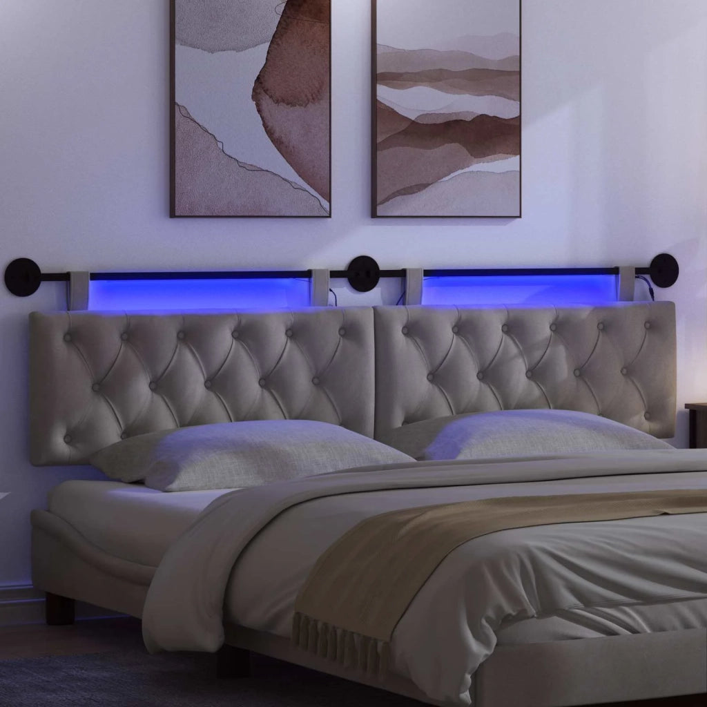 Testiera | Testata sospesa Con luce LED Grigio Chiaro Velluto