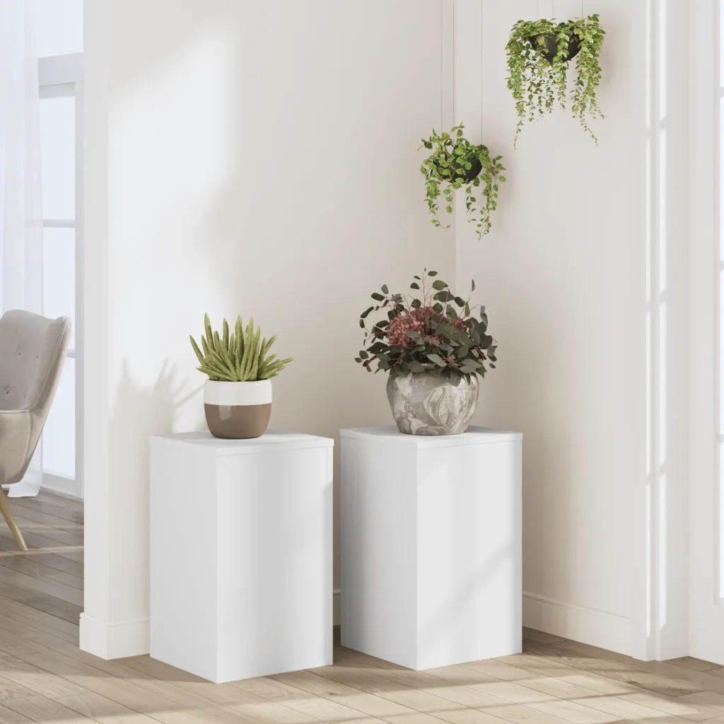 vidaXL Supporti per Piante 2 pz Bianchi 30x30x50cm Legno Multistrato