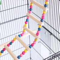 Gabbia Voliera Nera per Uccelli Volatili Pappagalli con 2 Aperture e Giocattoli