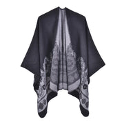 Nuovo scialle diviso in jacquard di cashmere da donna, caldo e spesso.