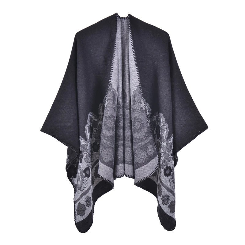 Nuovo scialle diviso in jacquard di cashmere da donna, caldo e spesso.