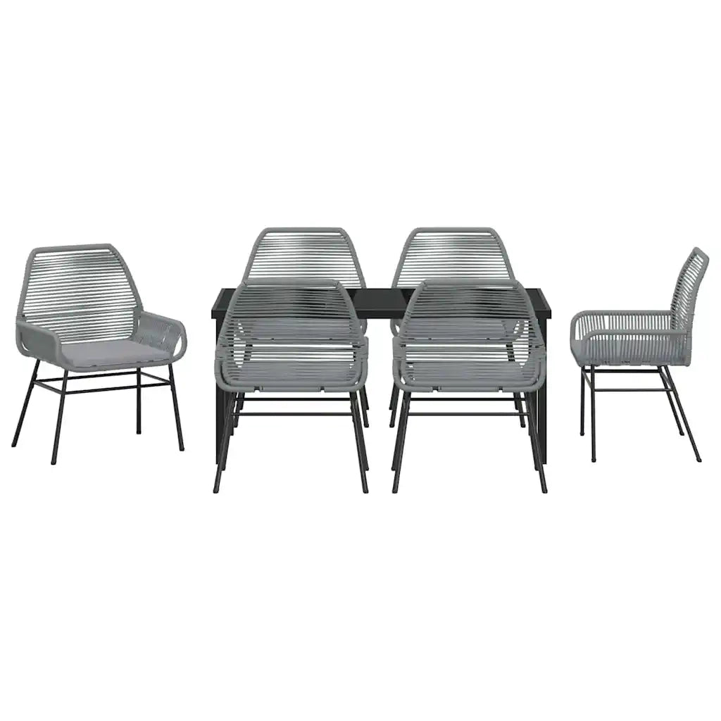 Set da Pranzo per Giardino con cuscino 7 pcs Grigio polyrattan 3380887
