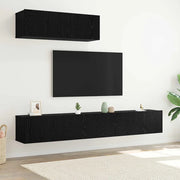 Set mobile TV 3 pz-Set di 3 Credenza per TV Rovere Nero Legno multistrato 212462