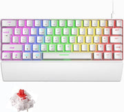 Tastiera da Gioco da 60% - Layout UK - Illuminazione RGB Chroma LED - 62 Tasti - Interfaccia Bianca/Rossa