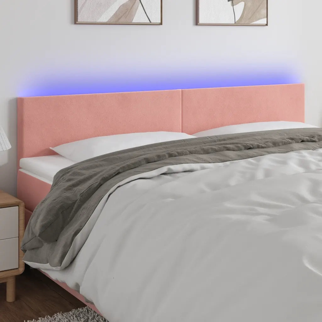 Testiera | Testata a LED Rosa 200x5x78/88 cm in Velluto