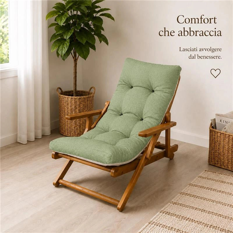 CUSCINO IMBOTTITO TINTA UNITA VERDE PER RICAMBIO POLTRONA RELAX COMODONA IN LEGNO