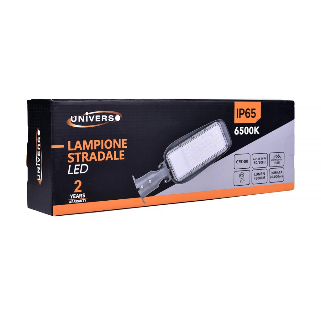LAMPIONE STRADALE LED 50W LUCE FREDDA 6500K° IP65 - ALTA EFFICIENZA E RESISTENZA PER ILLUMINAZIONE PUBBLICA E INDUSTRIALE