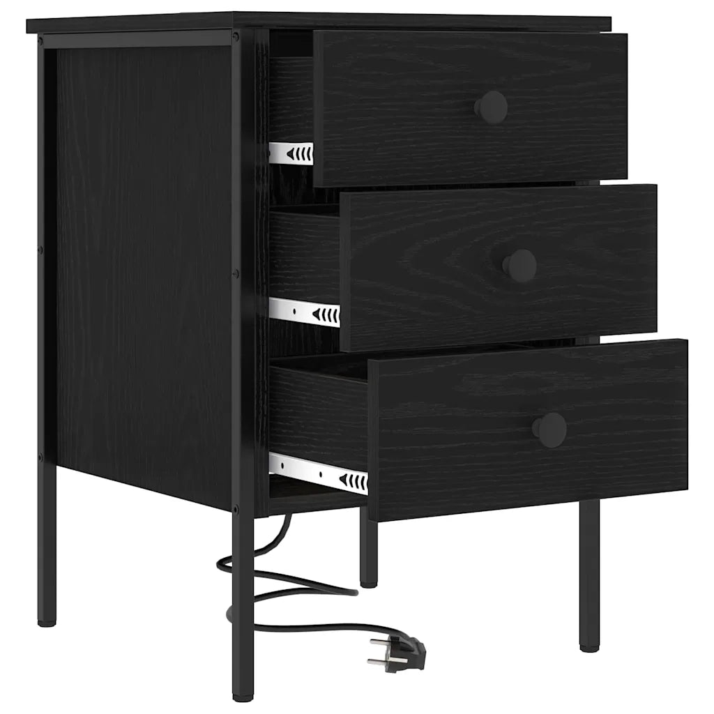 Set di 2 Comodini | Armadio da Notte | Mobiletto da notte con cassetto Rovere Nero 42 x 41 x 61 cm