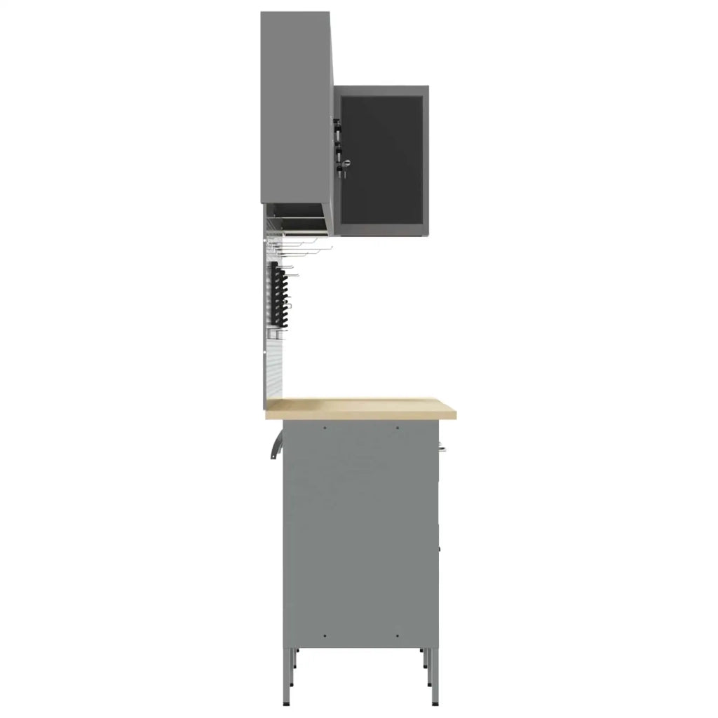 Set di mobili da lavoro con cassetto 12 pcs Nero e Grigio 3321506