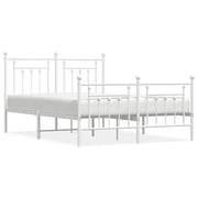 Letto matrimoniale | Letto per adulti | Giroletto con Testiera e Pediera Metallo Bianco 140x200 cm
