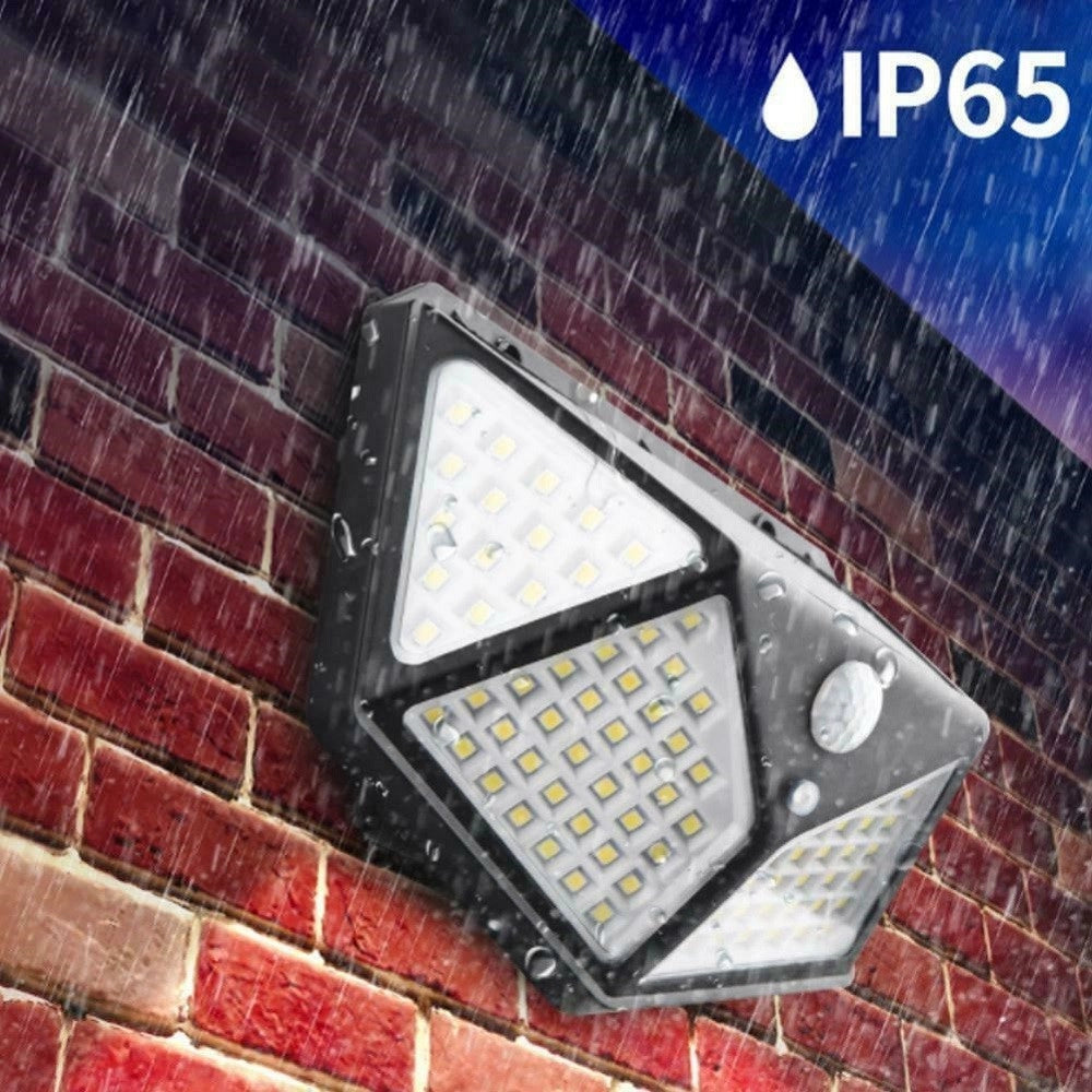 Trade Shop - Faro 114 Led Con Pannello Solare E Sensore Di Movimento Faretto Crepuscolare -