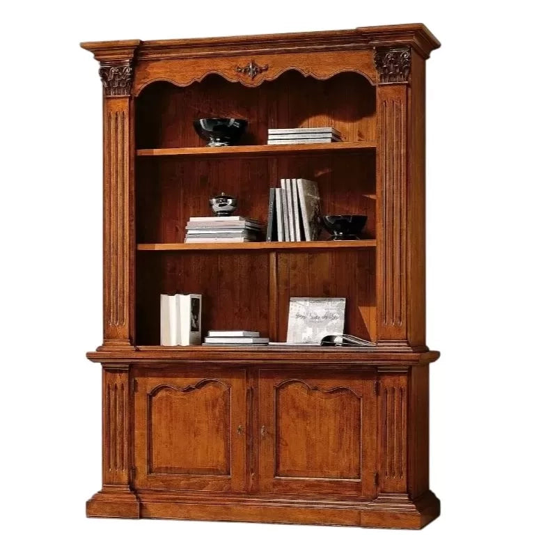 Libreria 2 porte in legno massello tinta noce l.164 x p.53 h.225 - Mobili 2G