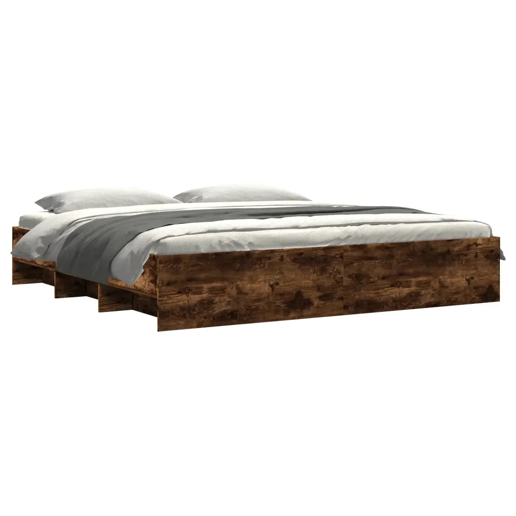 Letto matrimoniale | Letto per adulti | Giroletto senza Materasso Rovere Fumo 180x200 cm in Truciolato