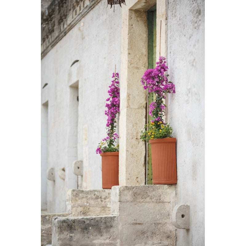 Vaso semicircolare decorativo classico tradizionale 41x24 H50 in polimero resistente terracotta per piante per giardini e terrazze - Made in Italy