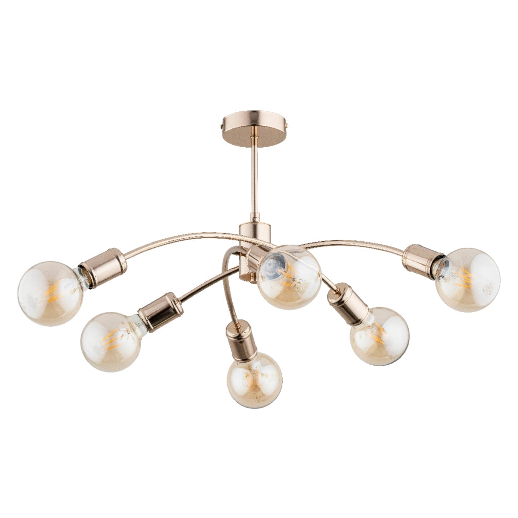 Plafoniera industriale oro metallo 6xE27 Ralph Alfa