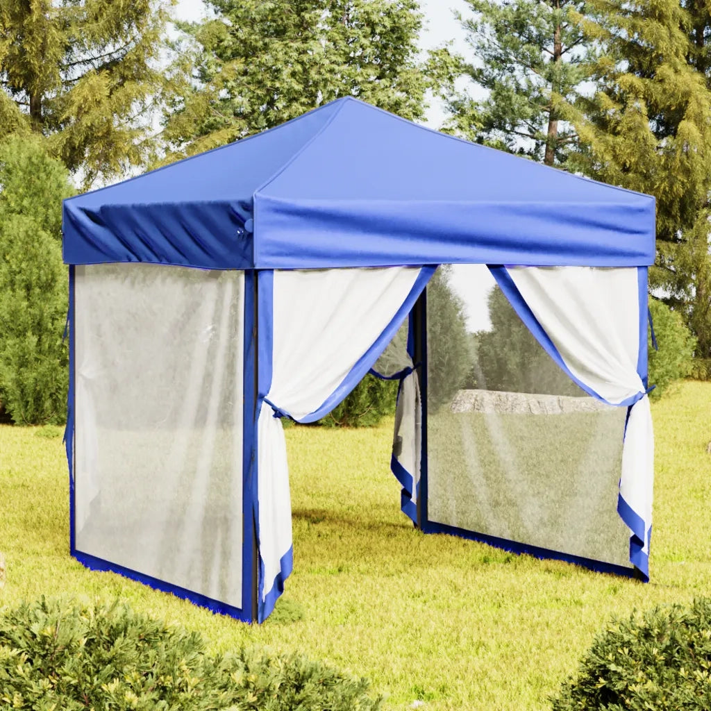 Tenda per Feste Pieghevole con Pareti Laterali-Tenda Gazebo Blu 2x2 m 129909