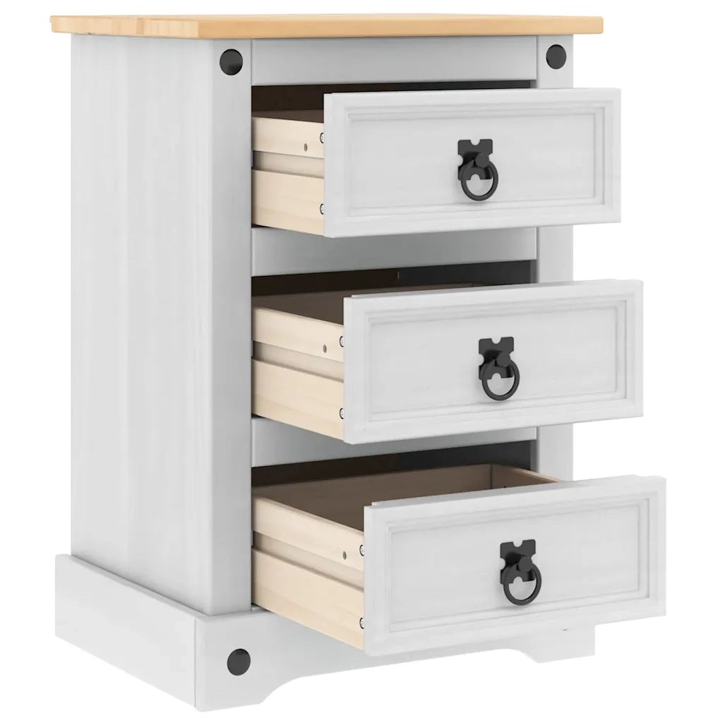 Comodino Corona Bianco 45 x 35 x 64 cm Pino massello 42021187