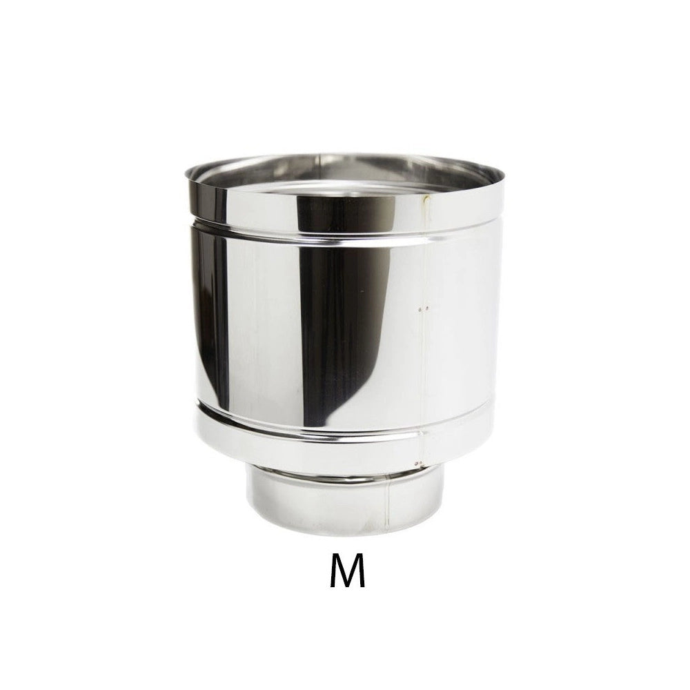 Fumaiolo da 100mm terminale tipo botte 4 venti inox aisi 304 base tonda m maschio