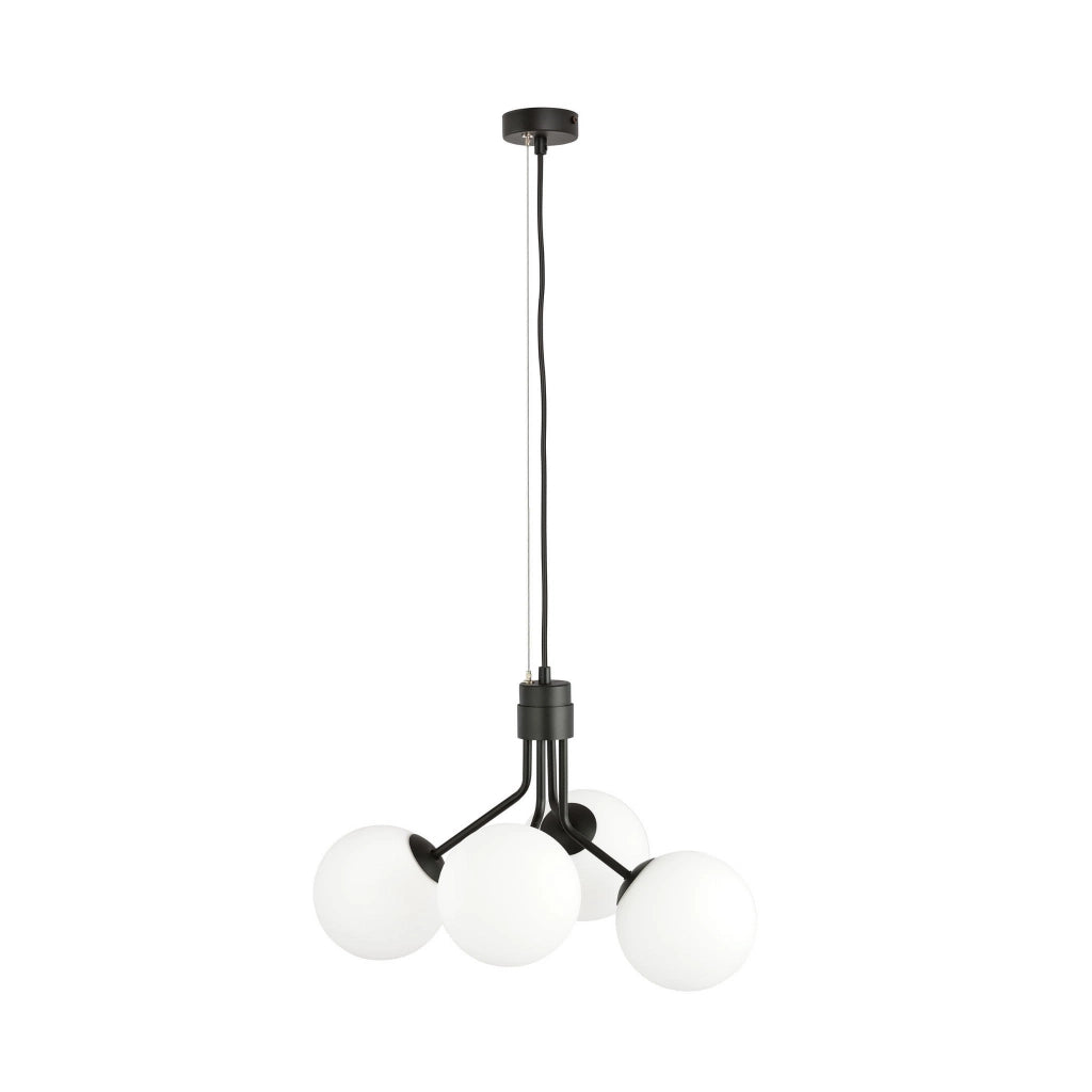 Lampadario Emibig Nova 4 luci E14 nero opale vetro
