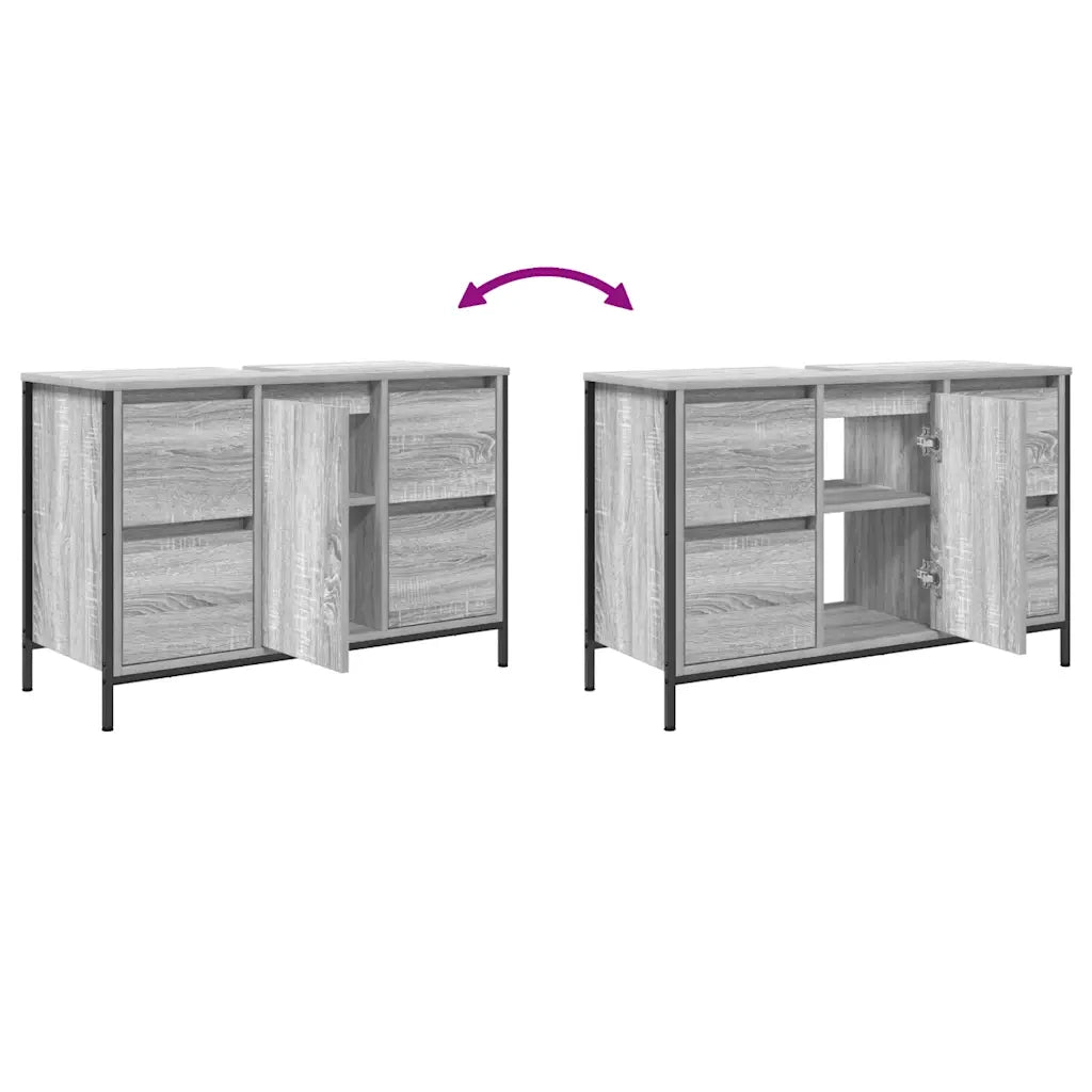 vidaXL Mobile Lavabo con Cassetti Grigio Sonoma 90x34,5x60 cm