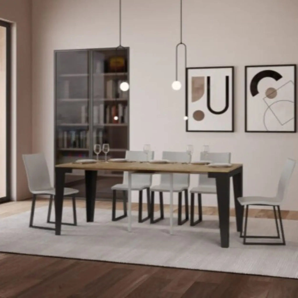 Consolle allungabile 90x40/196 cm Flame Small Evolution quercia natura telaio e gambe antracite