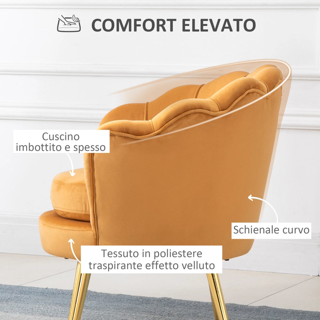 Poltrona Vintage con Schienale Alto ¨C zephmum ¨C Giallo 76x67x74cm