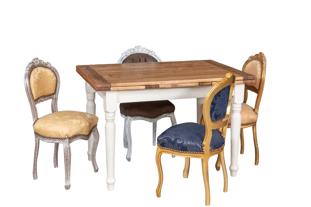 Biscottini Sedia stile francese Luigi XVI in legno massello di faggio ORO/ORO poltroncina
