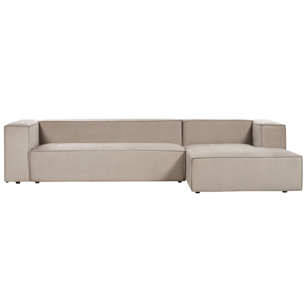 Divano angolare a 3 posti a sinistra in tessuto grigio talpa con braccioli imbottiti Stile minimalista
