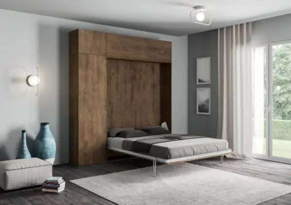 Letto una piazza e mezzo a scomparsa 120 Kentaro con mobili noce