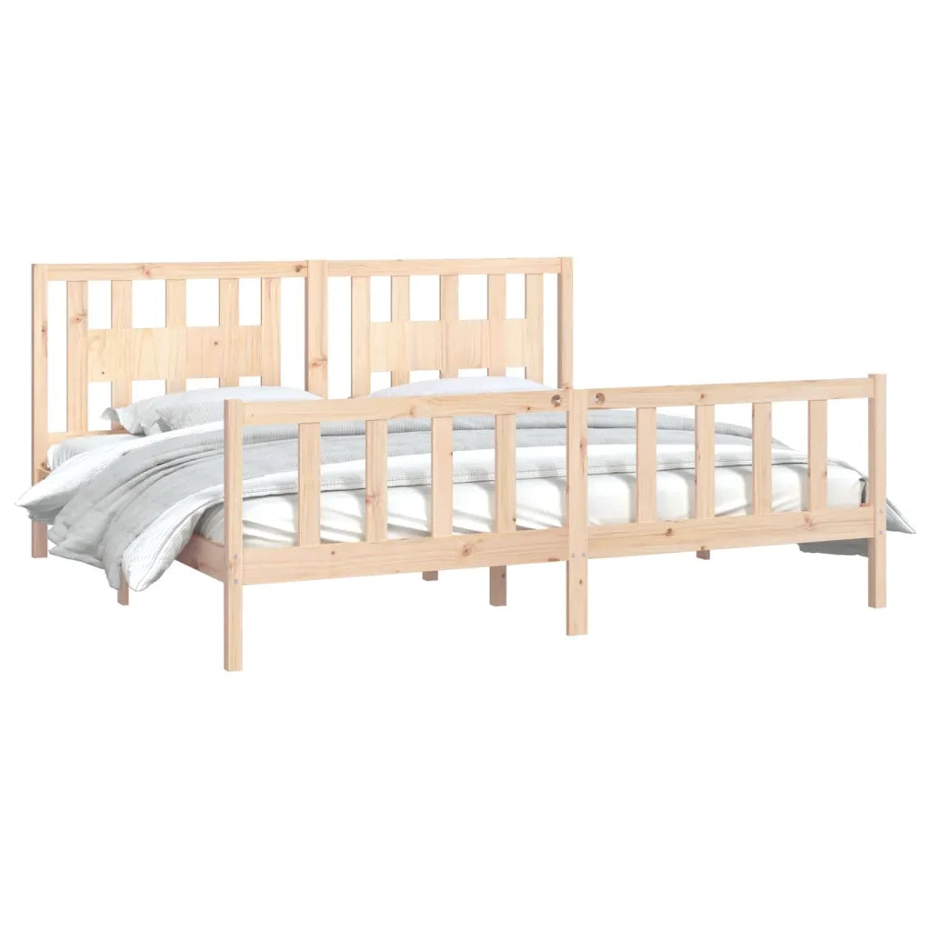Giroletto con Testiera-Struttura Letto con testiera in Legno Massello di Pino 200x200 cm