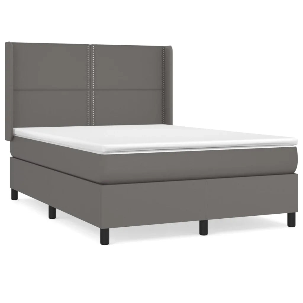 Giroletto a Molle con Materasso Grigio 140x190 cm in Similpellecod mxl 122620