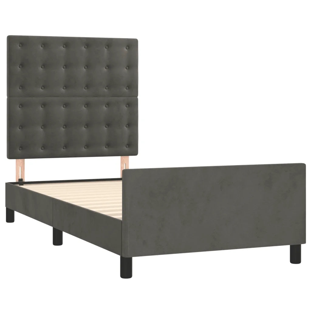 Giroletto senza Materasso Grigio Scuro 100x200 cm Velluto