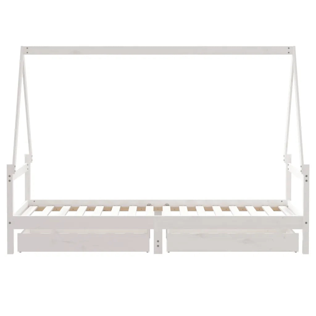 Giroletto Bambini con Cassetti Bianco 90x200cm Massello di Pino 834469