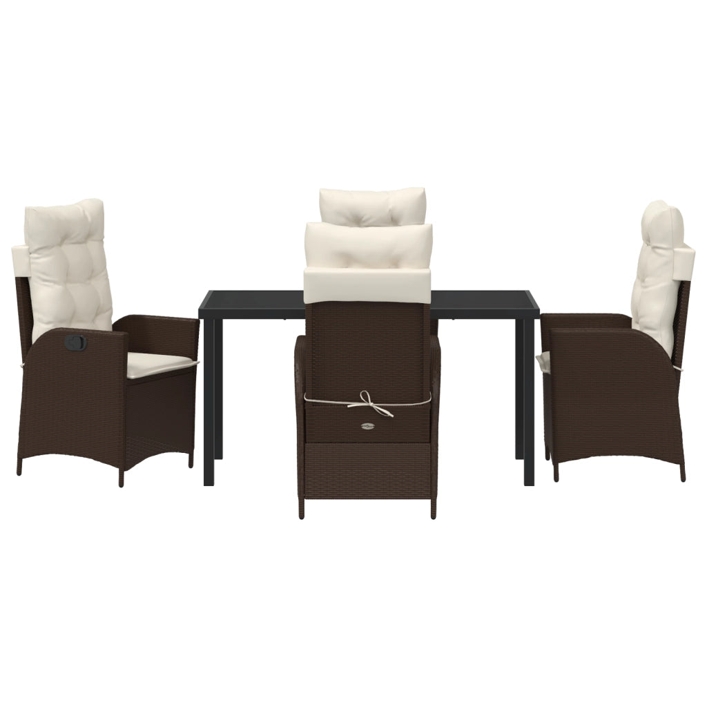 Set da Pranzo da Giardino 5 Pezzi con Cuscini Marrone Rattan Polipe