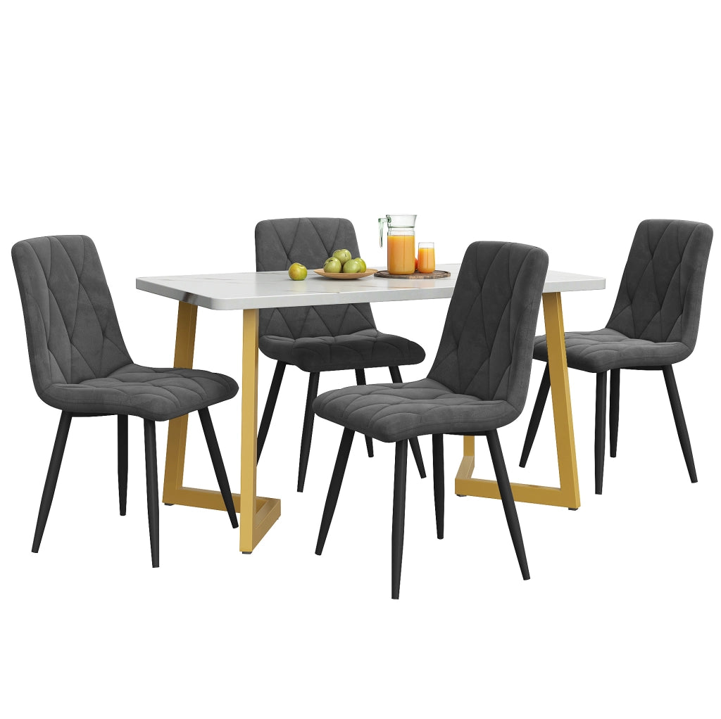Set tavolo da pranzo 117x68 cm; 4 sedie; moderno; MDF; grigio