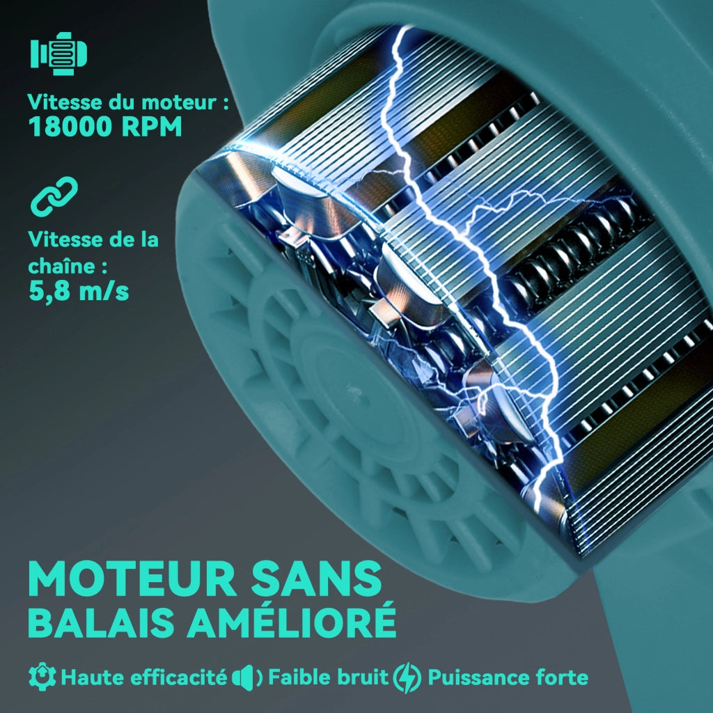 Motosega a Batteria Mini 8 Pollici ¨C Xylo ¨C 6000mAh 580W Potatore Telescopico Blu Senza Fili