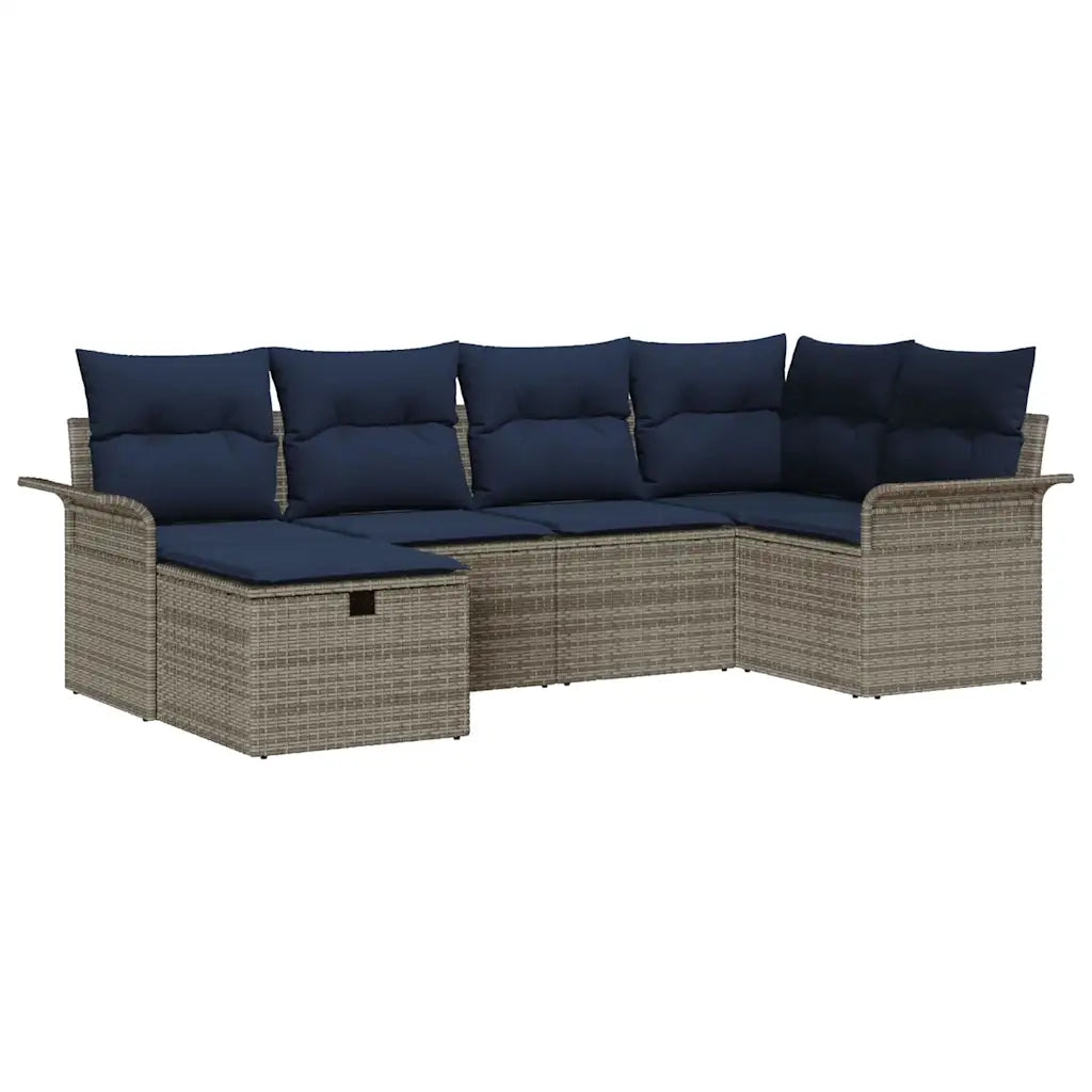 Set Divano da Giardino con cuscino 6 pcs Poly Rattan