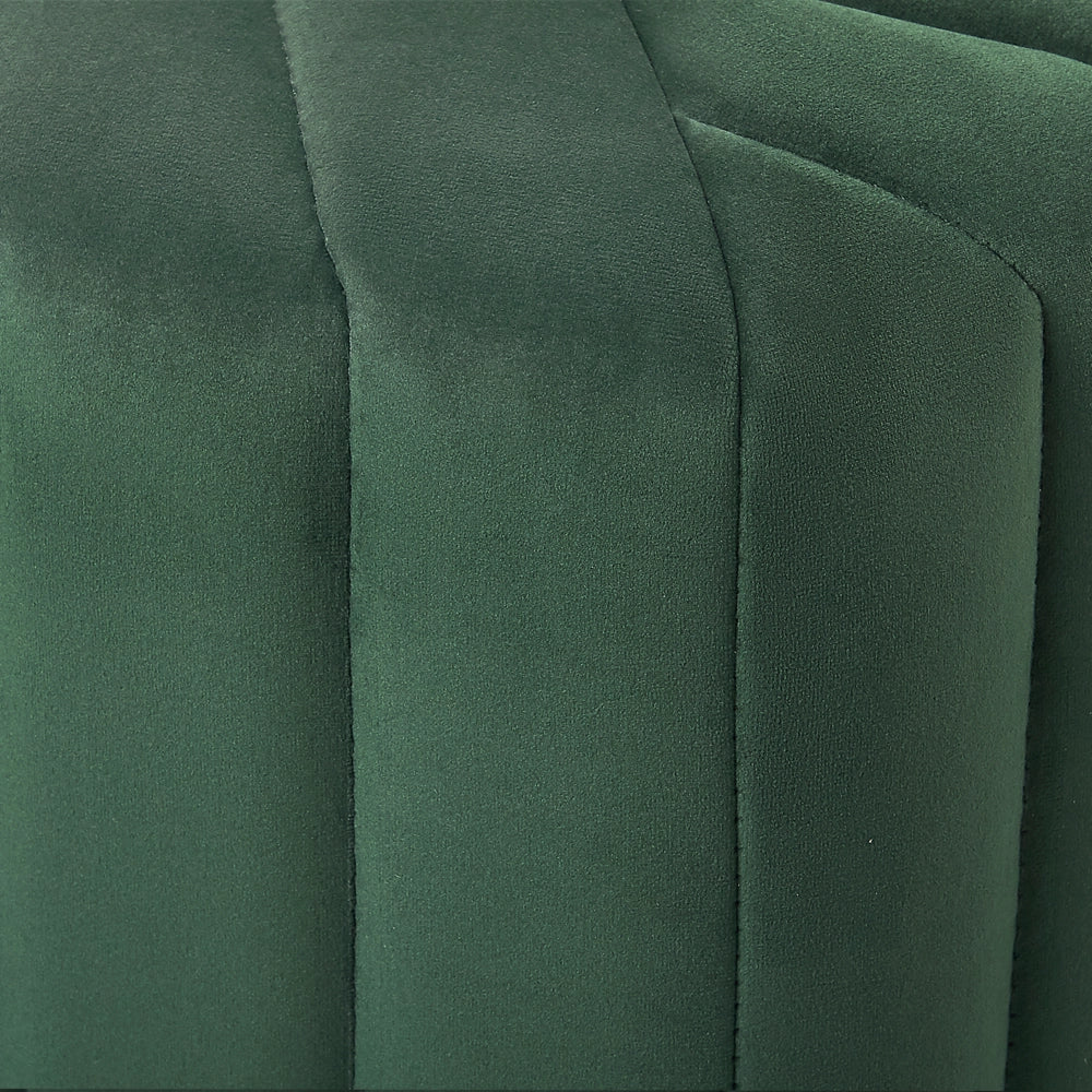 Pouf Velluto Verde 29 x 53 x 48 cm Poggiapiedi Esagonale Imbottito Glamour